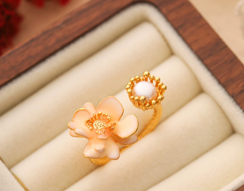 Hand made 14k Gold Plated Floral Rings