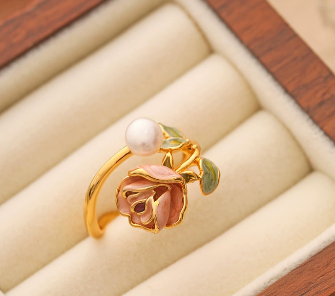 Hand made 14k Gold Plated Floral Rings
