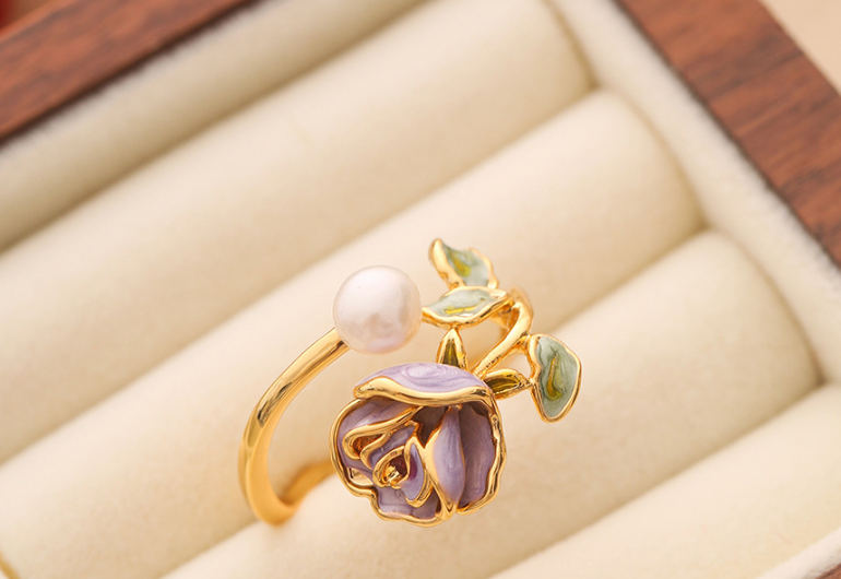 Hand made 14k Gold Plated Floral Rings