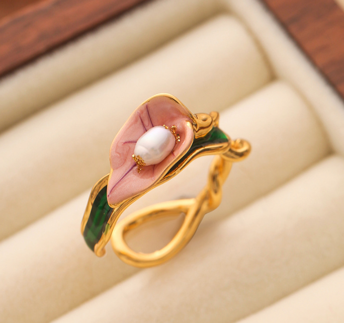Hand made 14k Gold Plated Floral Rings