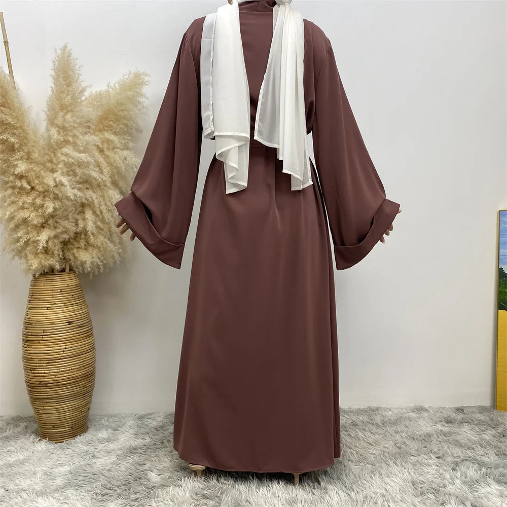 ABY010 Dubai Abaya Long Hijab Dresses with Belt I