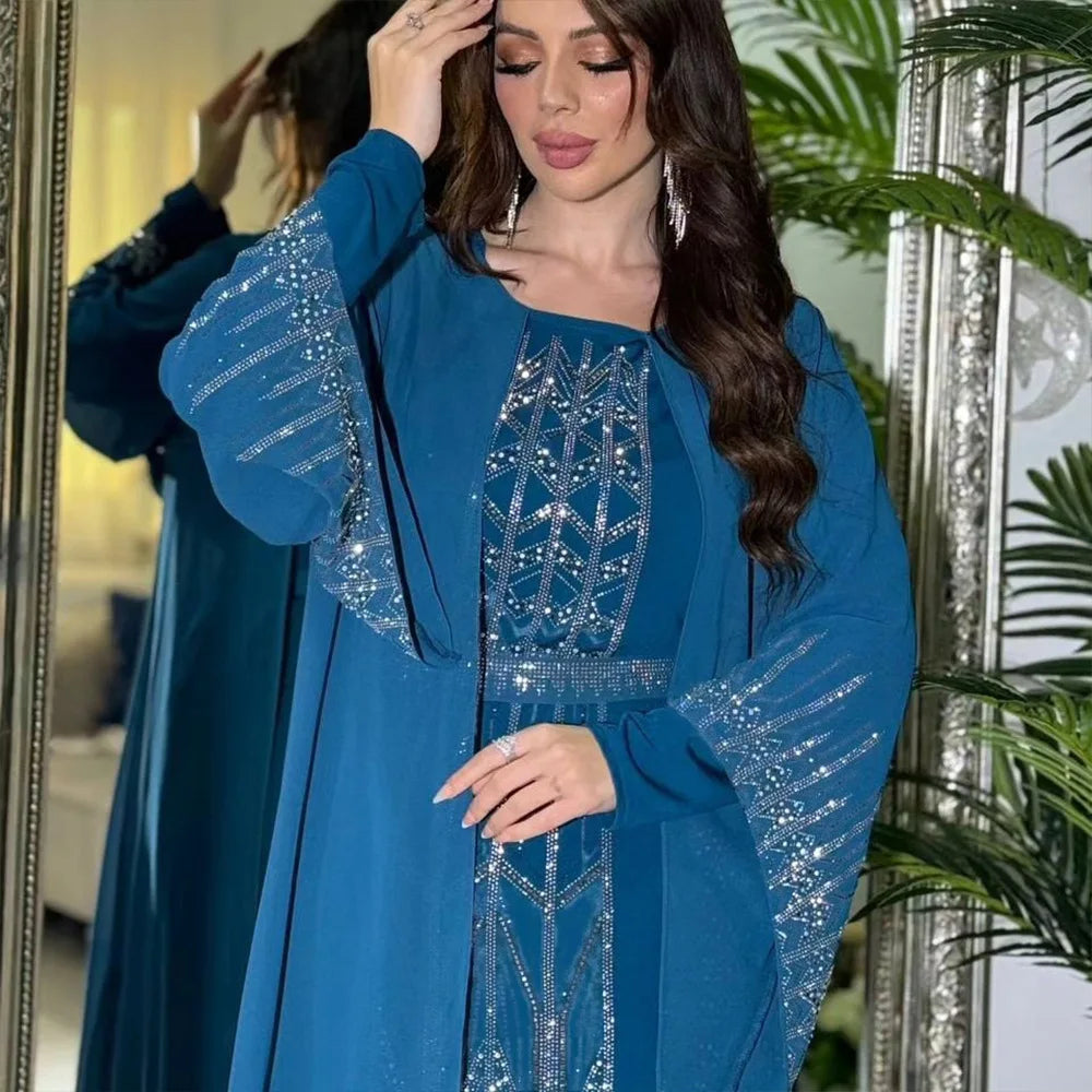 ABY003 Vibrant Embroidered Abaya Collection /Dubai Kaftan Abaya Robe Marocaine