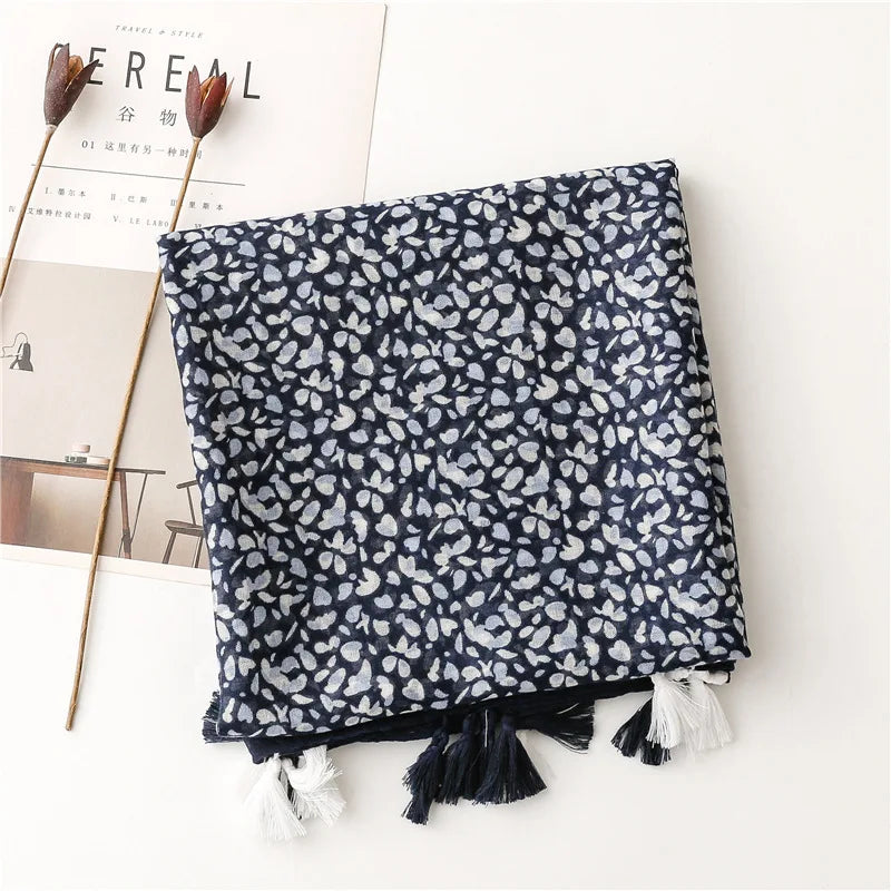 HB14 Floral Tassel Viscose Shawls