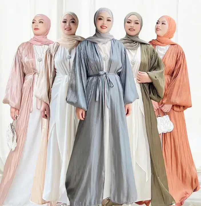 ABY021  Blush Satin Open Abaya