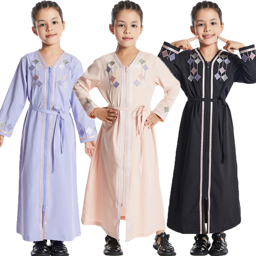 CH07 Embroidery Girls Abaya for Ramadan