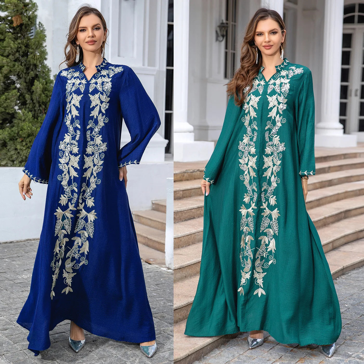 LX25 Eid abaya/ramadan abaya/ Eid dresses Royal Embroidered Long Abaya