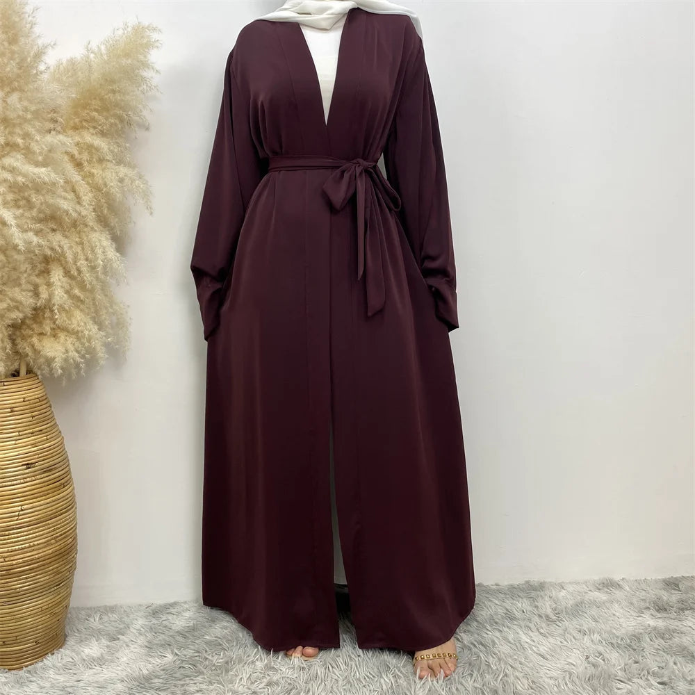 ABY010 Dubai Abaya Long Hijab Dresses with Belt I