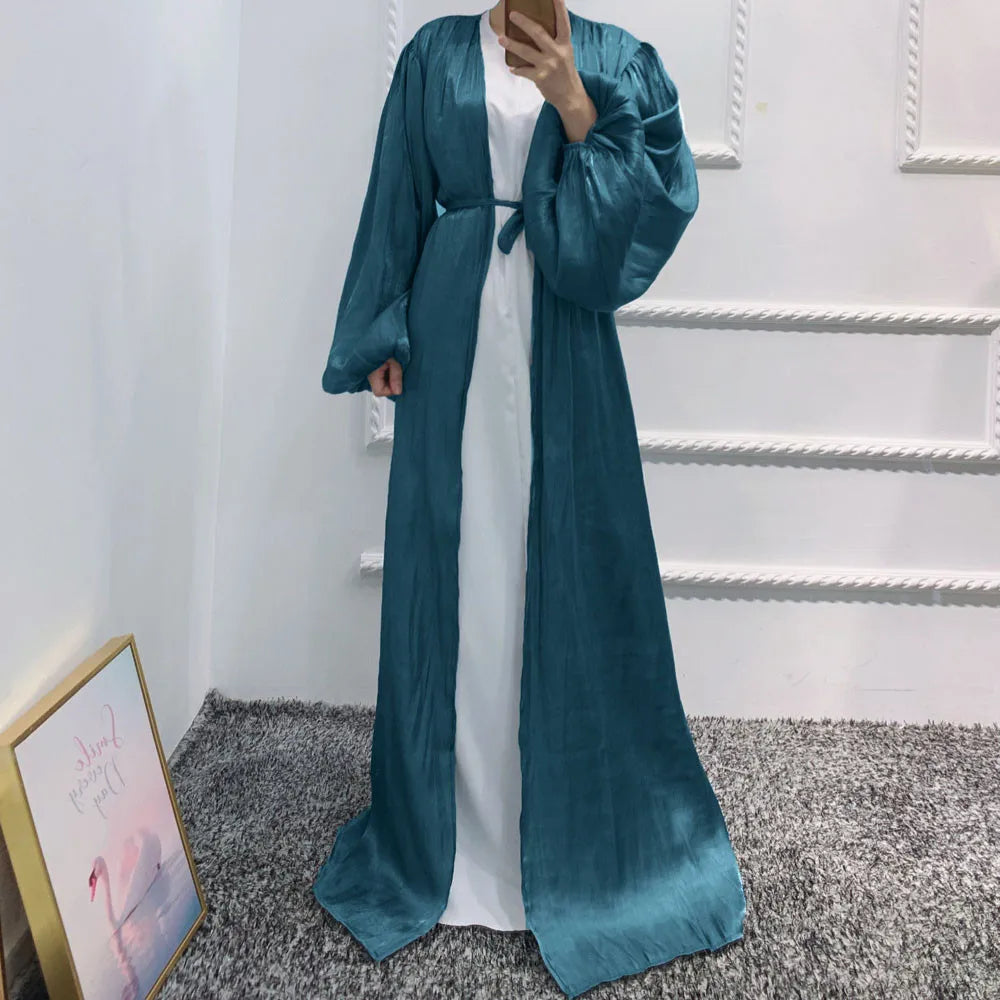 ABY021  Blush Satin Open Abaya