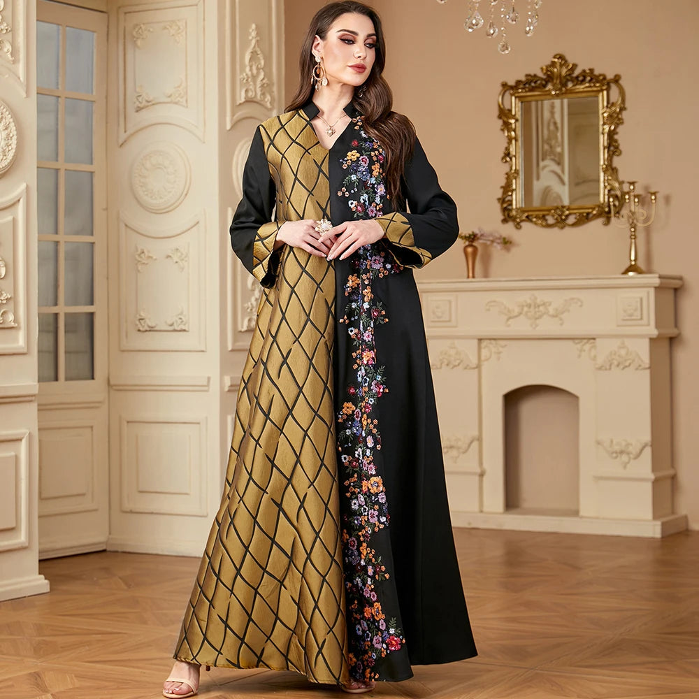 LX15 Eid abaya/ramadan abaya/ Eid dresses/ Dual Pattern Moroccan Kaftan