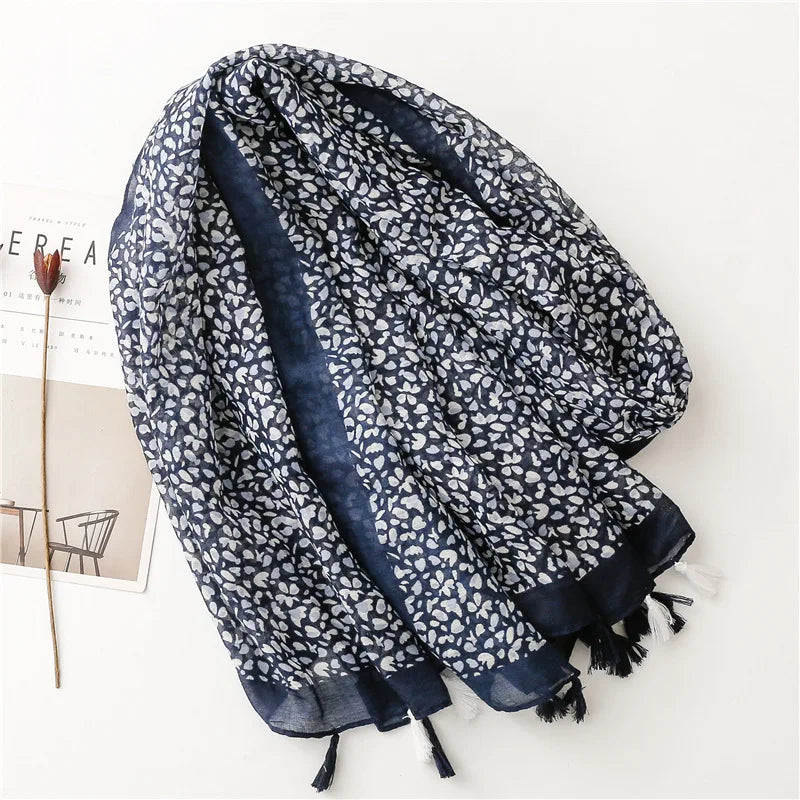 HB14 Floral Tassel Viscose Shawls