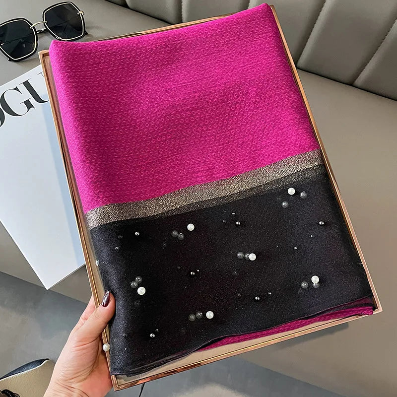 Luxury Elegant Pearl Trim Scarf Collection