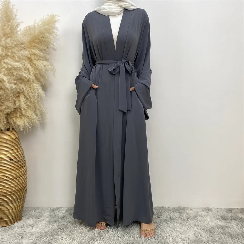 ABY010 Dubai Abaya Long Hijab Dresses with Belt I