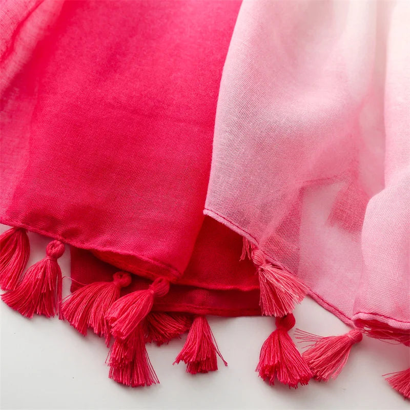 HB20 Ombre Bandhnu Tassel Viscose Shawl  180*90Cm