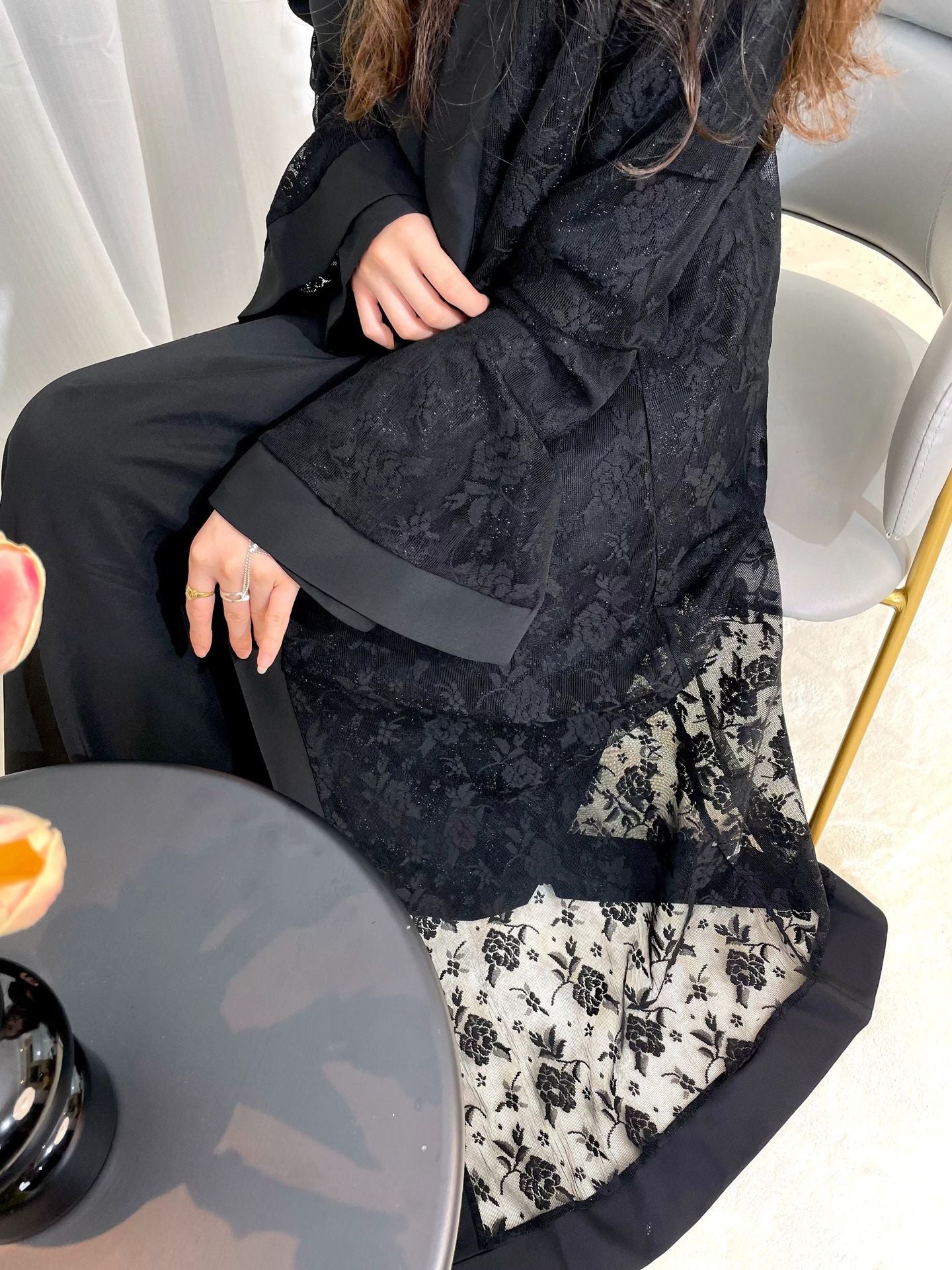 ABY009 Velvet Dreams Embroidered Abaya