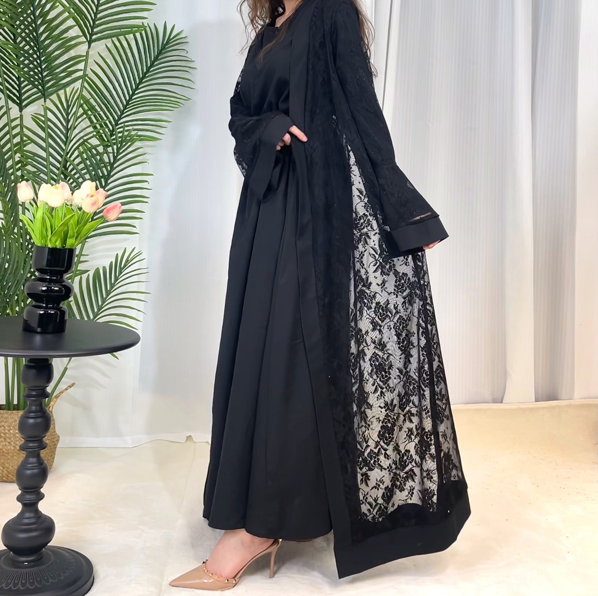 ABY009 Velvet Dreams Embroidered Abaya