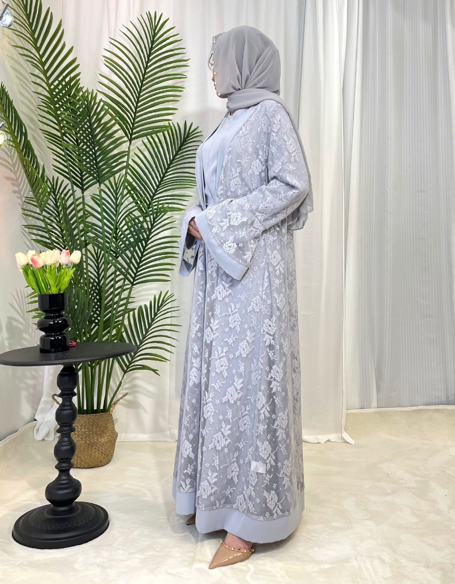 ABY009 Velvet Dreams Embroidered Abaya