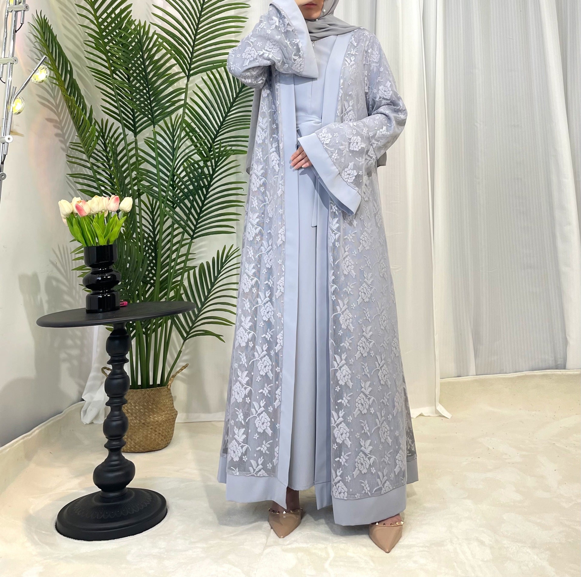 ABY009 Velvet Dreams Embroidered Abaya